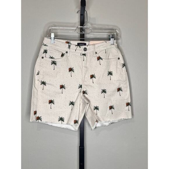 NYDJ Women's High Rise A-line Palm Tree Shorts NEW Size 4 Lift Tuck Technology - Picture 3 of 13